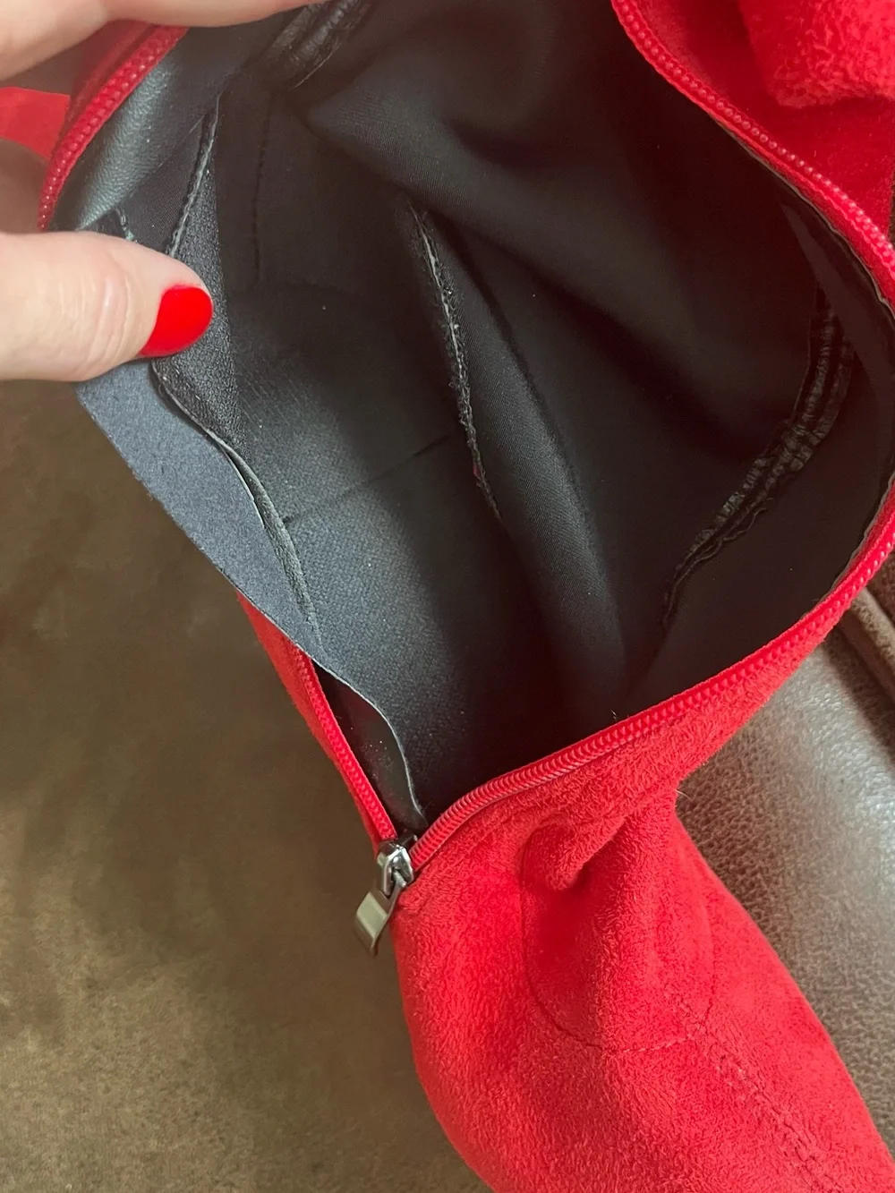 Red Suede Over-the-Knee Stiletto Boots - Women's 39 8 ?